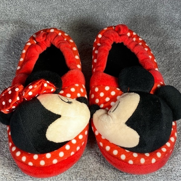 Mickey-Minnie Mouse Slipper kids Size‎ 11-12 Unisex Red-Black Slip On - Picture 1 of 8